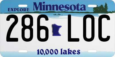 MN license plate 286LOC
