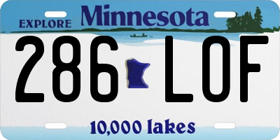 MN license plate 286LOF