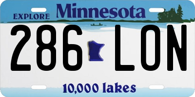 MN license plate 286LON