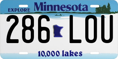 MN license plate 286LOU