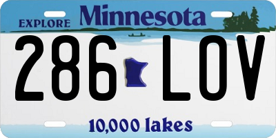 MN license plate 286LOV