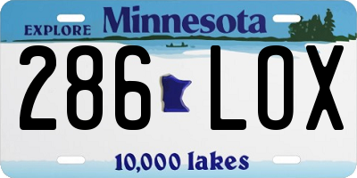 MN license plate 286LOX