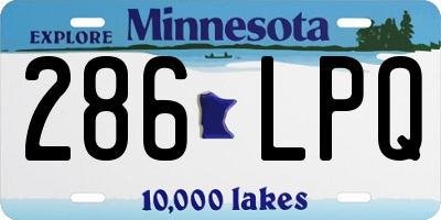 MN license plate 286LPQ