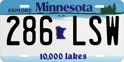 MN license plate 286LSW