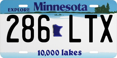 MN license plate 286LTX