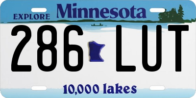 MN license plate 286LUT