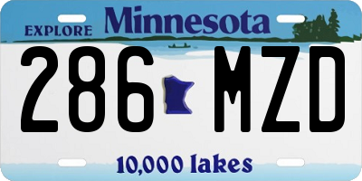 MN license plate 286MZD