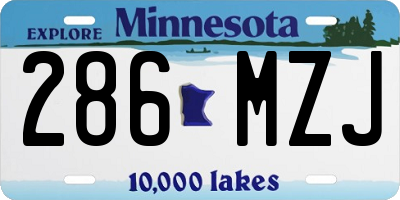 MN license plate 286MZJ
