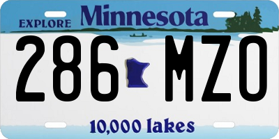 MN license plate 286MZO