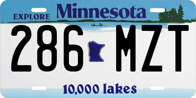 MN license plate 286MZT