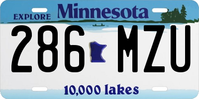 MN license plate 286MZU