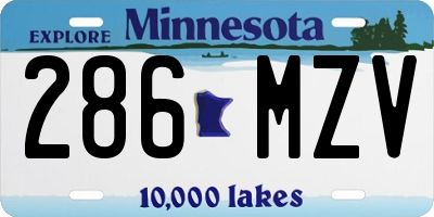 MN license plate 286MZV
