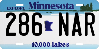 MN license plate 286NAR