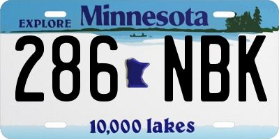 MN license plate 286NBK