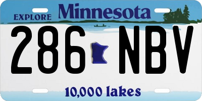 MN license plate 286NBV