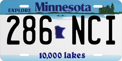 MN license plate 286NCI