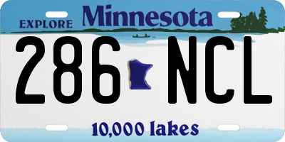 MN license plate 286NCL