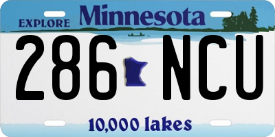 MN license plate 286NCU
