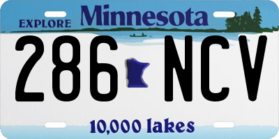 MN license plate 286NCV