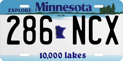 MN license plate 286NCX