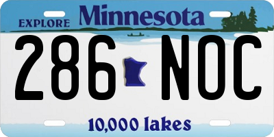 MN license plate 286NOC