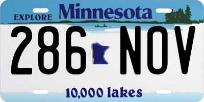 MN license plate 286NOV
