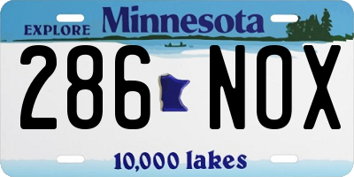 MN license plate 286NOX