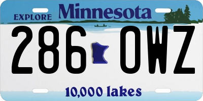MN license plate 286OWZ