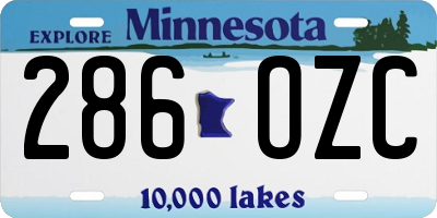 MN license plate 286OZC