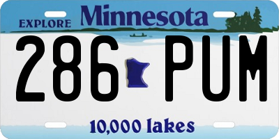 MN license plate 286PUM