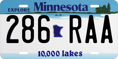 MN license plate 286RAA