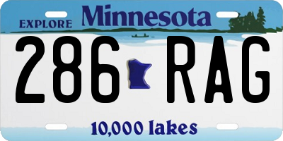 MN license plate 286RAG