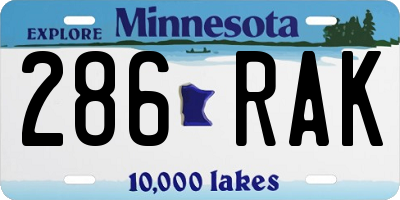MN license plate 286RAK