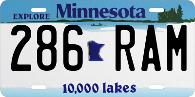 MN license plate 286RAM