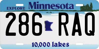 MN license plate 286RAQ