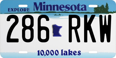 MN license plate 286RKW