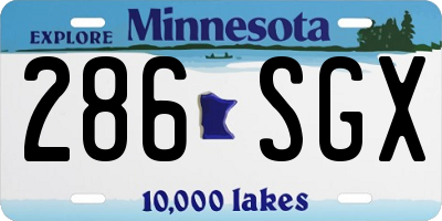 MN license plate 286SGX