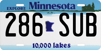 MN license plate 286SUB