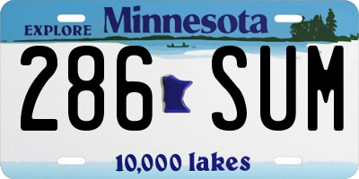 MN license plate 286SUM