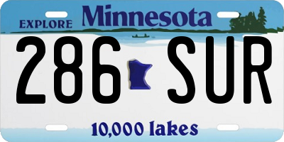 MN license plate 286SUR