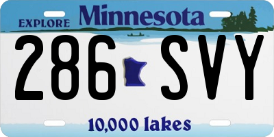 MN license plate 286SVY