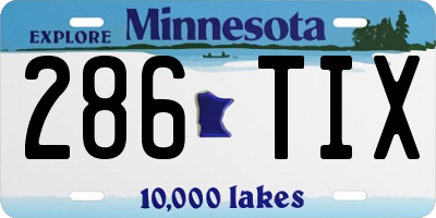 MN license plate 286TIX