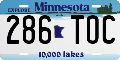 MN license plate 286TOC