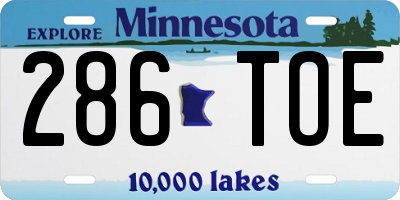 MN license plate 286TOE