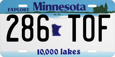 MN license plate 286TOF