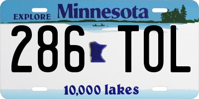 MN license plate 286TOL