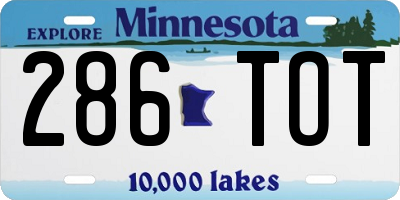 MN license plate 286TOT