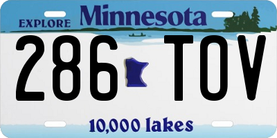 MN license plate 286TOV