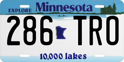 MN license plate 286TRO
