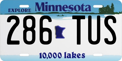 MN license plate 286TUS